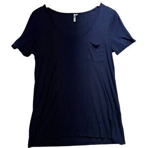 Banana Republic Women's Scoop Neck Casual T-Shirt Short Sleeve Sz M Navy Stretch